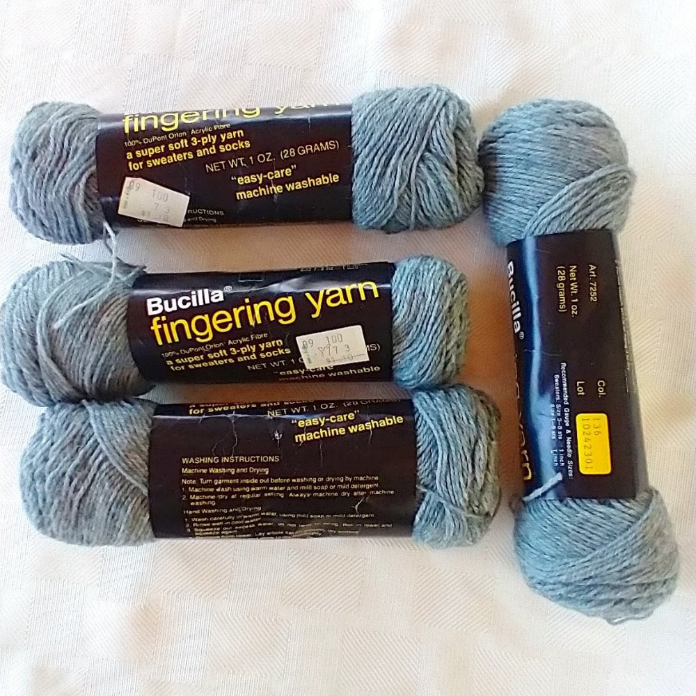 70s Bucilla 4 Skeins Variegated Grey Fingering Yarn Color #136 Dupont Orlon